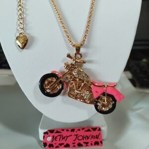 Betsey Johnson Hot Pink Motorcycle Necklace